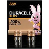 Duracell Plus-Aaa K4 Batería Alcalina-Manganeso 1.5 V 4 Pzas